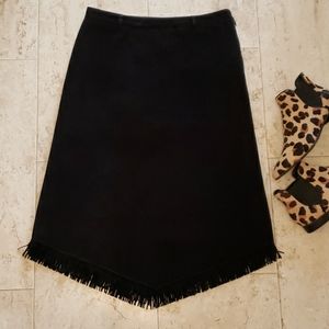 Black Fringe Hem Women's Skirt